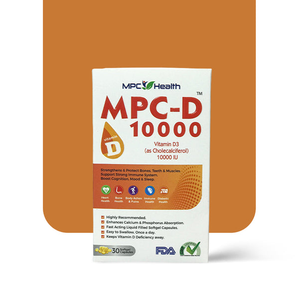 MPC-D 10,000 Softgels (30s)  (Addresses Vitamin D Deficiency, Supports Calcium Absorption, Maintains Bones, Teeth, Boosts Immunity & Prevent Depression)