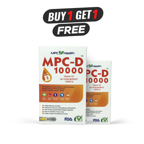 MPC-D 10000 Softgels (30s) (Buy One Get One Free) (Addresses Vitamin D Deficiency, Supports Calcium Absorption, Maintains Bones, Teeth, Boosts Immunity & Prevent Depression)