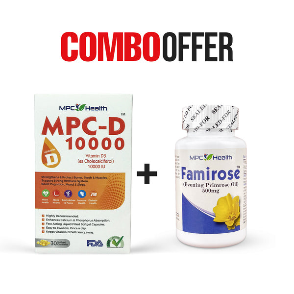 MPC-D 10,000 + Famirose (Prevent Vitamin D Deficiency + Promotes Hormonal Health in PCOS, PMS)