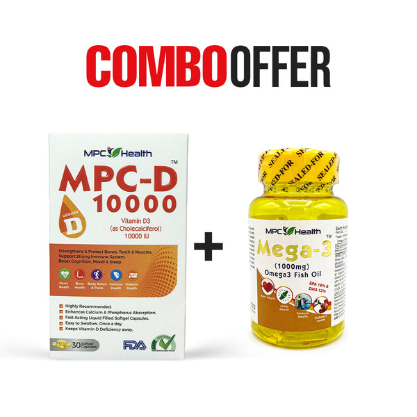 MPC-D 10000 + Mega-3 (Prevent Vitamin D Deficiency + Supports Brain, Joint & Heart Health)