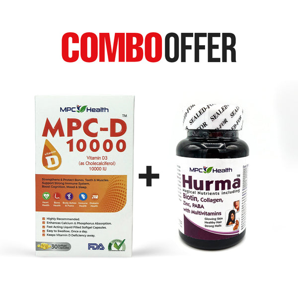 MPC-D 10000 + Hurma (Prevent Vitamin D Deficiency + Supports Skin, Hair & Nails Health)