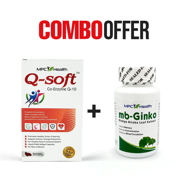 Q Soft (30s) + Mb-Ginko (30s) (Supports Cellular Energy Production + Promotes Brain, Eyes & Ear Health + Boosts Memory)
