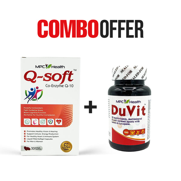Q Soft (30s) + Duvit (30s) Supports Cellular Energy & Antioxidant Defense + Overcome All Sort Of Weakness)