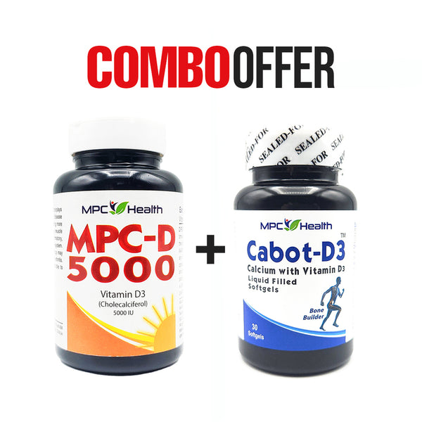 MPC-D 5000 IU (60s) + Cabot-D3 (30s) (For vitamin D deficiency + Strong Bones, Teeth, Muscles)