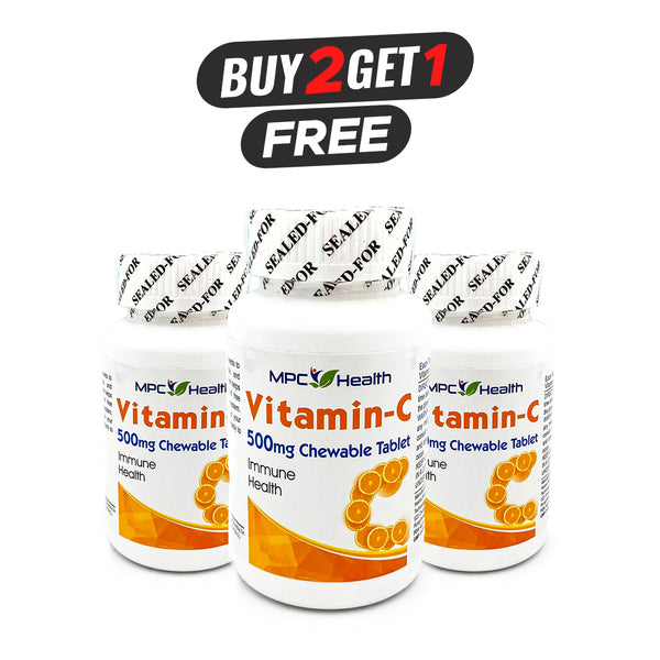 Buy 2 Vitamin-C (30s) Get 1 Vitamin-C (30s) Free (Boosts Collagen Synthesis, Anti Aging, Supports Skin Function, Enhances Iron Absorption, Aids Nervous System, Contributes to Immune System, Energy Release, Overall Health)