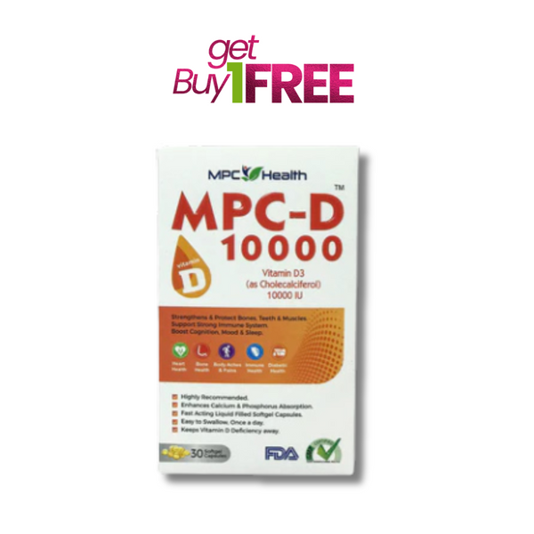 MPC-D 10,000 Softgels (30s)  (Addresses Vitamin D Deficiency, Supports Calcium Absorption, Maintains Bones, Teeth, Boosts Immunity & Prevent Depression)