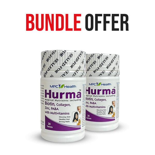 Hurma Tablets (Bundle Offer) (21 Key Vitamins & Minerals for Skin, Hairs, Nails Health).