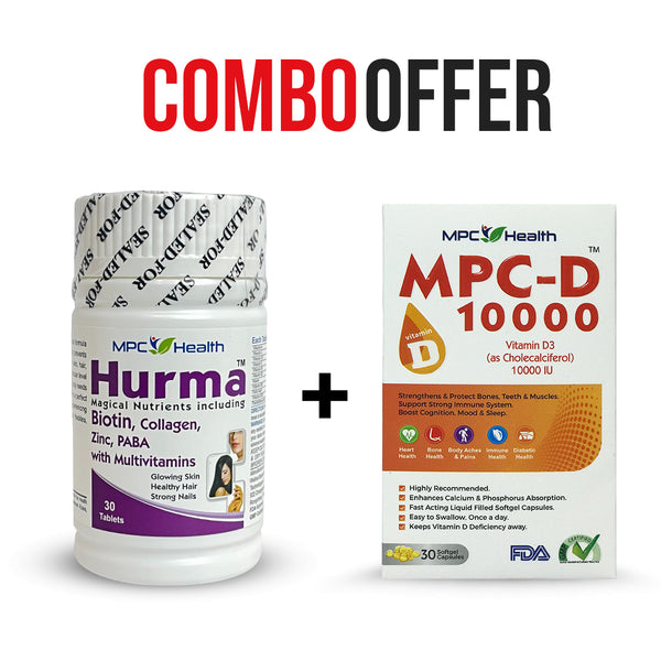 MPC-D 10000 (30s)+Hurma (30s) (Prevent Vitamin D Deficiency + Supports Skin, Hair & Nails Health)