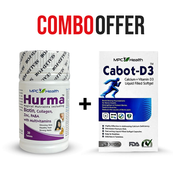 Hurma (60s)+Cabot D3 (30s) (Support Skin, Hair & Nails+Strong Bones, Teeth, Muscles)