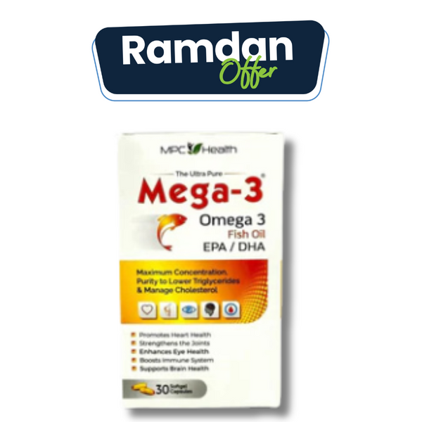 Mega3 Softgels (30s) (Rich Source of EPA and DHA Omega 3 fatty acids, Promote hairs and skin health, Maintain healthy mood and support cardiovascular, eyes and brain Health)