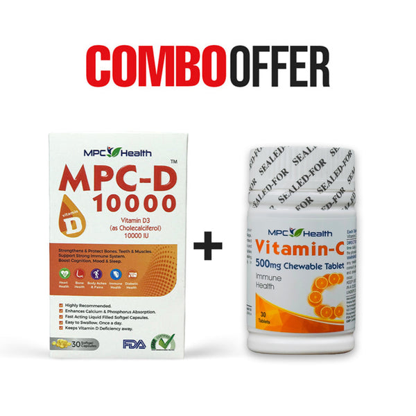 MPC-D 10000 (30s)+Vitamin-C (30s) (Prevent Vitamin D Deficiency + Powerful Antioxidant and Enhances Collagen Synthesis)