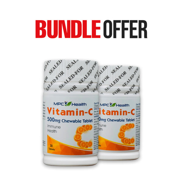 Vitamin-C (30s) (Bundle Offer) (Boosts Collagen Synthesis, Anti Aging, Supports Skin Function, Enhances Iron Absorption, Aids Nervous System, Contributes to Immune System, Energy Release, Overall Health)